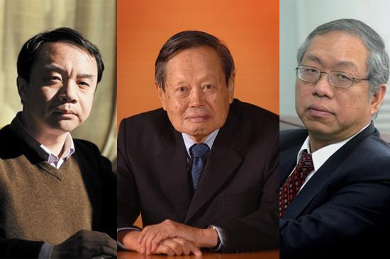 王貽芳、楊振寧、丘成桐。(從左至右)