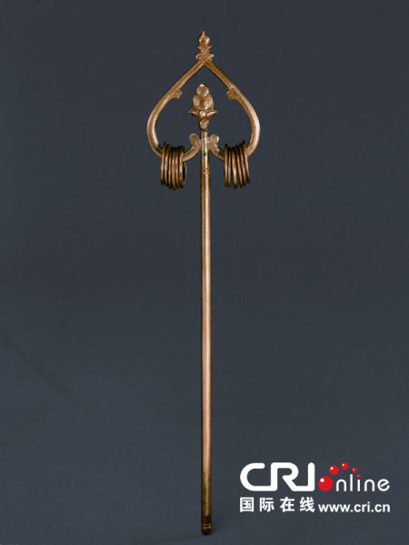 單輪十二環(huán)純金錫杖 唐